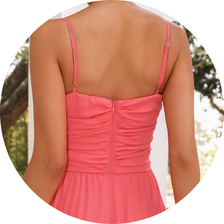 02 vestido longo busto drapeado goiaba