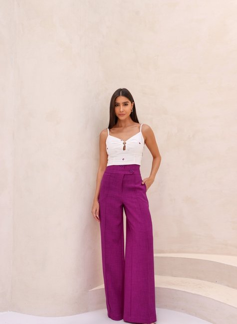 Calça Pantalona Cós Duplo Fúcsia DOT