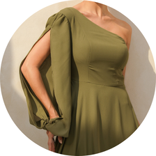 06 vestido longo manga nula verde militar