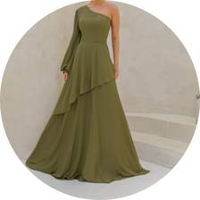 07 vestido longo manga nula verde militar