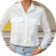 13 camisa curta com bolsos off white