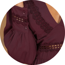 13 vestido longo com mangas longas detalhe renda vinho
