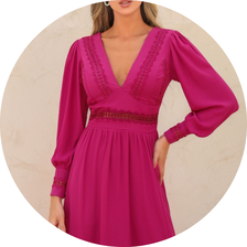 17 vestido longo com mangas longas detalhe renda vinho