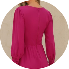 18 vestido longo com mangas longas detalhe renda vinho