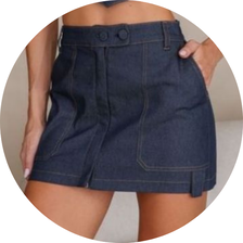 01 mini saia com pesponto sarja bege