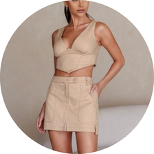 07 mini saia com pesponto sarja bege