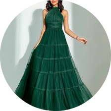 03 vestido gola alta tule verde militar