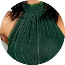 04 vestido gola alta tule verde militar