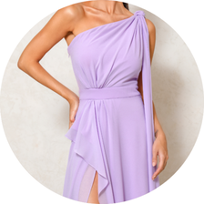 01 vestido ombro unico com faixa lilas