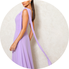 02 vestido ombro unico com faixa lilas