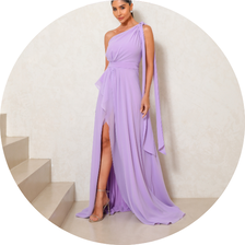 03 vestido ombro unico com faixa lilas
