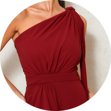 06 vestido ombro unico com faixa marsala