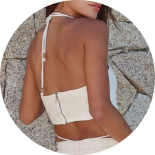 02 conjunto top e calca de laise creme