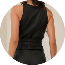 02 conjunto colete e calca linho preto