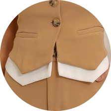 03 conjunto alfaiataria blusa com botao camel