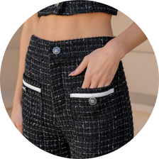 01 conjunto top e calca tweed preto