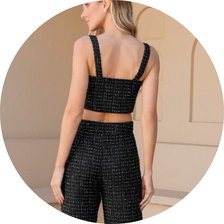 03 conjunto top e calca tweed preto