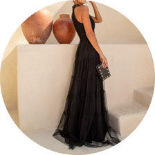 05 vestido gola alta tule preto