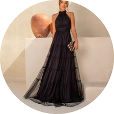07 vestido gola alta tule preto
