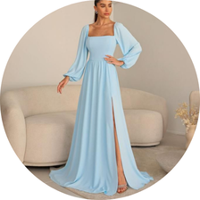 01 vestido longo com fenda azul