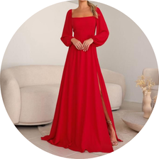 01 vestido longo com fenda vermelho