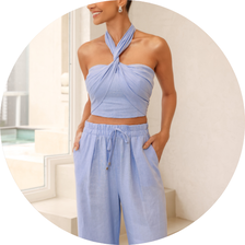 03 conjunto top e calca multi formas azul