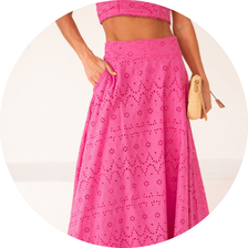 07 conjunto blusa e saia laise rosa