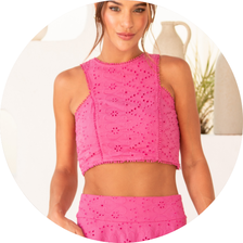 09 conjunto blusa e saia laise rosa