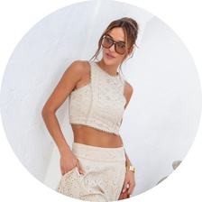 02 conjunto blusa e saia laise cru