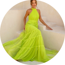 12 vestido gola alta tule verde