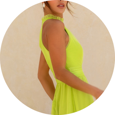 13 vestido gola alta tule verde