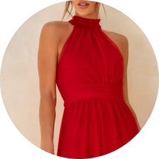 07 vestido gola alta tule vermelho