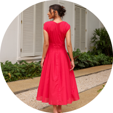 03 vestido midi com pregas vermelho