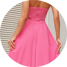 03 vestido longo sem alca busto torcido rosa