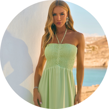 01 vestido longo sem alca com lastex verde