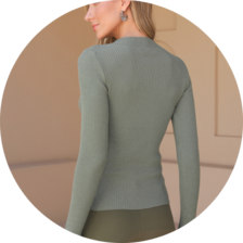 13 blusa trico manga longa com dedinho verde militar