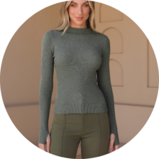 14 blusa trico manga longa com dedinho verde militar