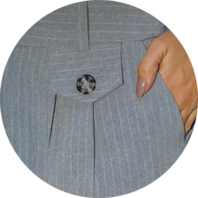 13 calca alfaiataria risca de giz detalhe lapela grafite