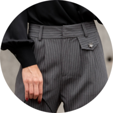 15 calca alfaiataria risca de giz detalhe lapela grafite