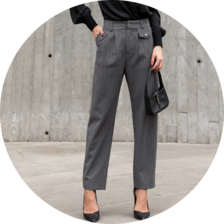 17 calca alfaiataria risca de giz detalhe lapela grafite