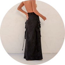 02 saia longa cargo com tiras preta