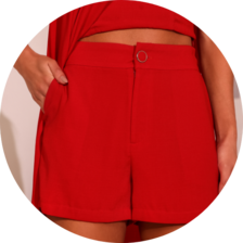 09 conjunto blusa alongada um ombro com short vermelho