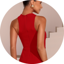 06 vestido tubinho midi choker vermelho