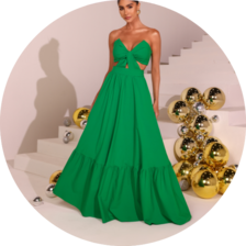 01 vestido longo sem alca busto torcido verde
