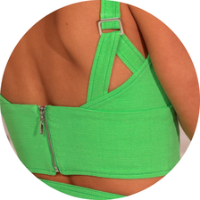 03 conjunto cropped e shorts com laco verde