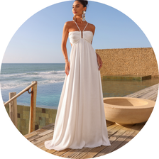 09 vestido longo plissado aviamento off white