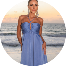 01 vestido longo plissado aviamento azul serenity