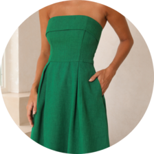 05 vestido midi sem alca pala dobrada verde