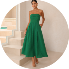 06 vestido midi sem alca pala dobrada verde