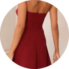 03 vestido midi sem alca pala dobrada marsala